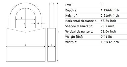 أباس ABUS 78/50 KC قفل مجمع بقفل مقاس 2 بوصة، أزرق - Image 5